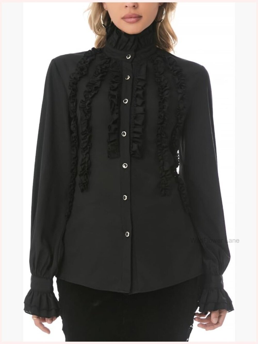 Gothic Victorian High Neck Ruffled Blouse Steampunk Lolita Top